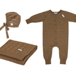 Merino Wool Baby Gift Set JOY, Newborn Blanket Romper and Bonnet - Snøluv