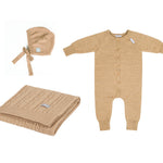Merino Wool Baby Gift Set JOY, Newborn Blanket Romper and Bonnet - Snøluv