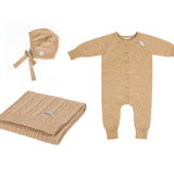 Merino Wool Baby Gift Set JOY, Newborn Blanket Romper and Bonnet - Snøluv
