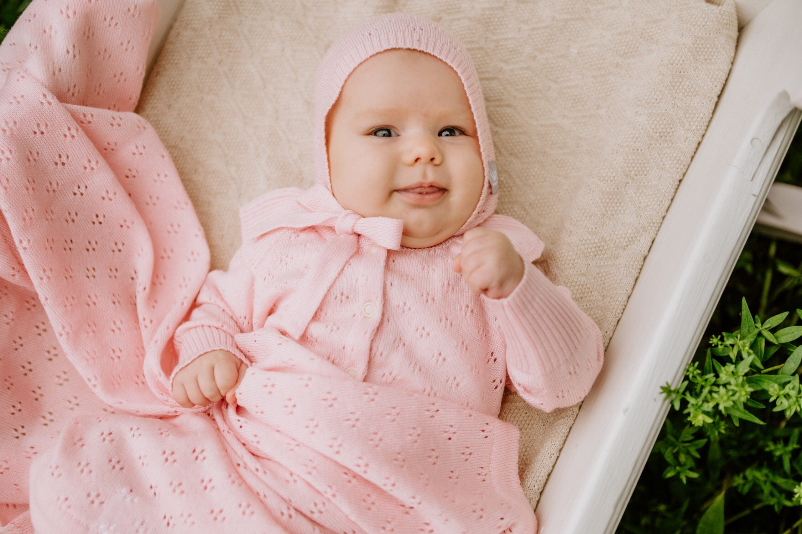Merino Wool Baby Set LOVE - Blanket, Romper, Bonnet - Snøluv