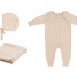 Merino Wool Baby Set LOVE - Blanket, Romper, Bonnet - Snøluv