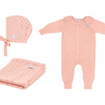 Merino Wool Baby Set LOVE - Blanket, Romper, Bonnet - Snøluv