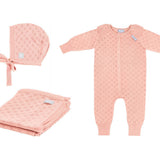 Merino Wool Baby Set LOVE - Blanket, Romper, Bonnet - Snøluv