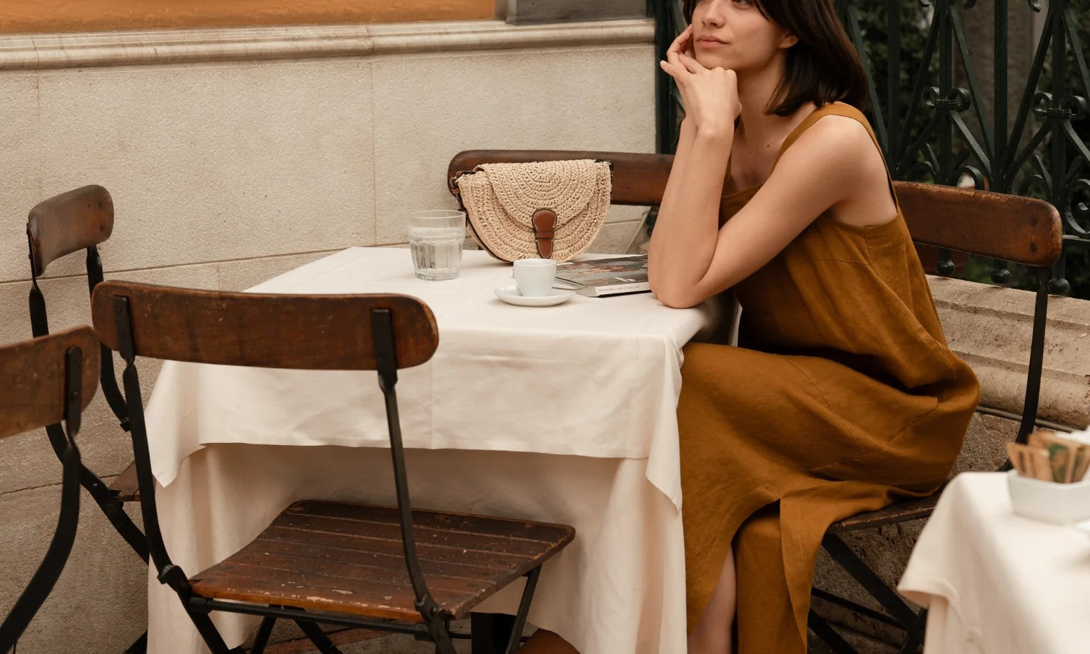 Linen Fugue Dress - Bronze