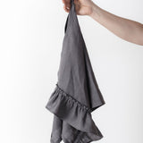 Linen Kitchen Towel With Ruffles