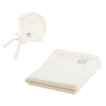 Merino Wool Baby Set LOVE Blanket and Bonnet - Snøluv
