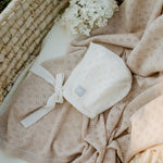 Merino Wool Baby Set LOVE Blanket and Bonnet - Snøluv