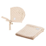 Merino Wool Baby Set LOVE Blanket and Bonnet - Snøluv