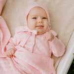 Merino Wool Baby Set LOVE Blanket and Bonnet - Snøluv