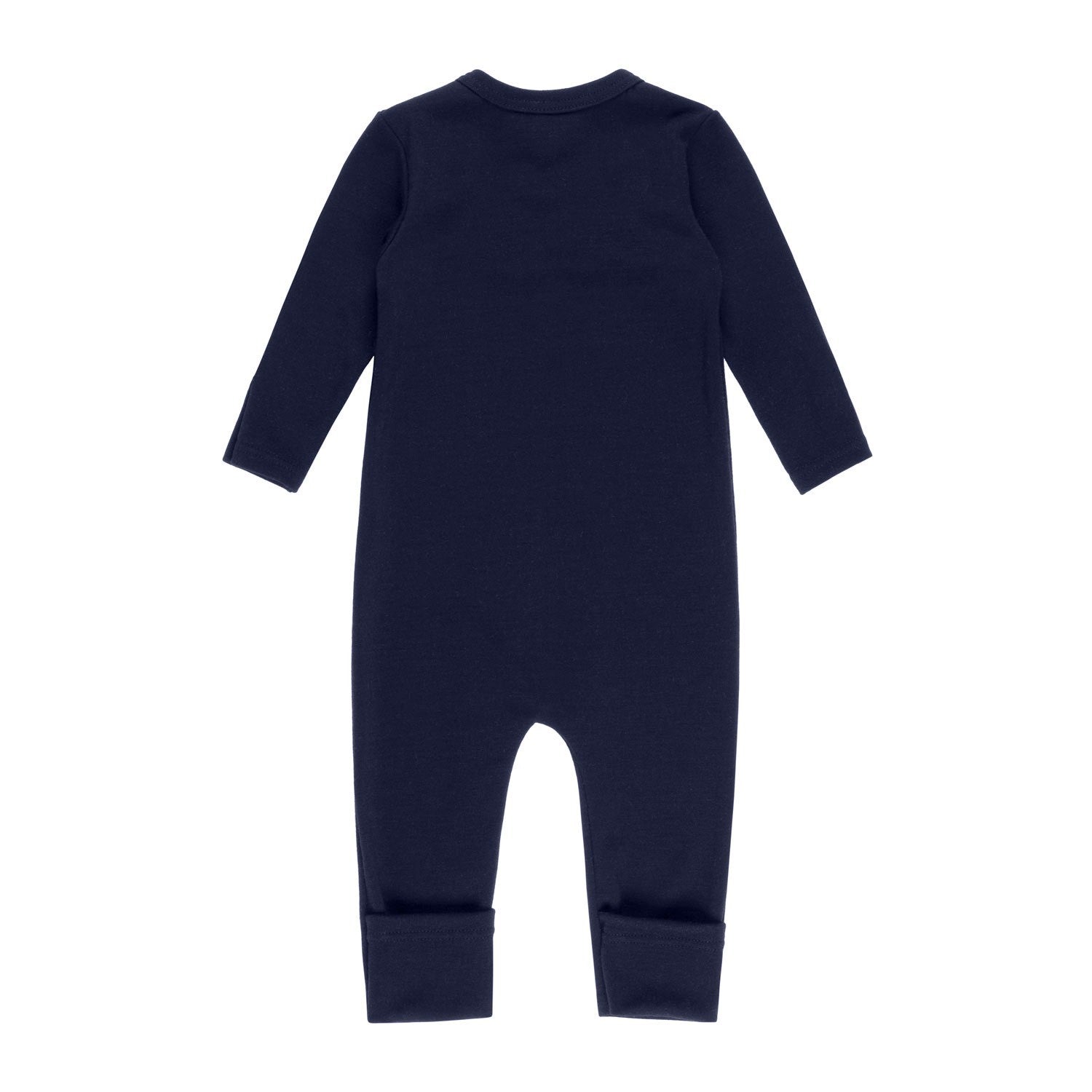 Navy merino wool baby overall by Lenne, view 2