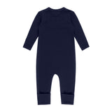 Navy merino wool baby overall by Lenne, view 2