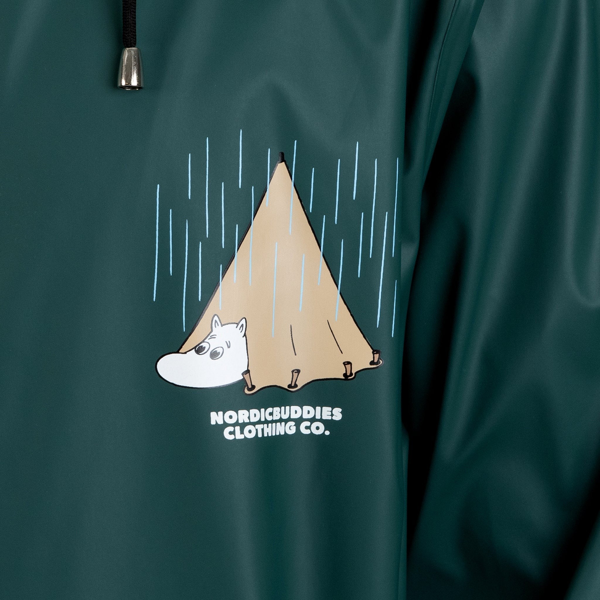 Moomin Rain Jacket Unisex Waterproof - Dark Green - Snøluv