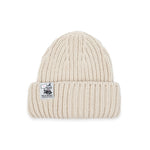 Beige Moomin beanie with Little My label, adult one size