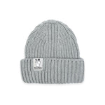 Heather grey Moomin beanie with Moominpappa label, adult one size
