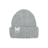 Heather grey Moomin beanie with Moominpappa label, adult one size