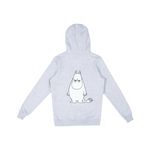 Moomin by NordicBuddies Moomintroll Temper unisex hoodie in grey, back view