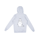 Moomin by NordicBuddies Moomintroll Temper unisex hoodie in grey, back view