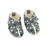 KAKU Natural Sheep’s Wool & Felt Kids’ Slippers - Dotted Grey – Snøluv