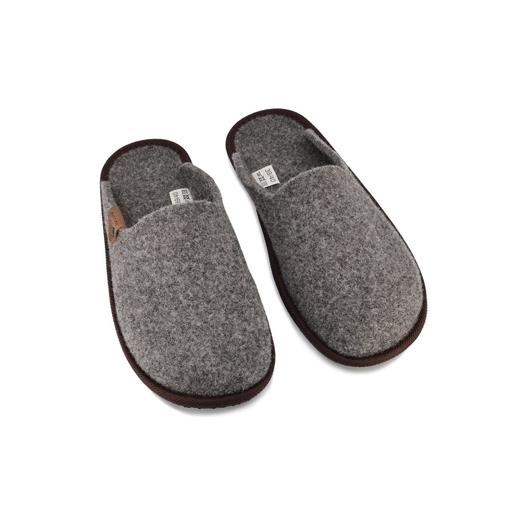 Nursi wool felt slippers in felted sheep's wool, open back, felted sheep's wool upper and lining, view 1 of 5