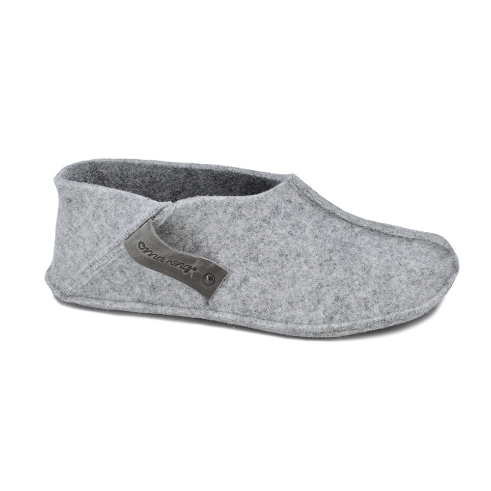 Tohkri wool felt slippers in grey, closed toe and heel, rubber sole that does not mark floors, view 1 of 6