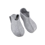 Tohkri wool felt slippers in grey, closed toe and heel, heel folds down to wear as a mule, view 2 of 6