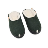 TOKU Brussels wool slippers in dark green, lambswool lined, 100% lambswool felt, view 1 of 6