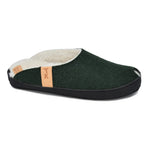 TOKU Brussels wool slippers in dark green, lambswool lined, 100% lambswool felt, view 6 of 6