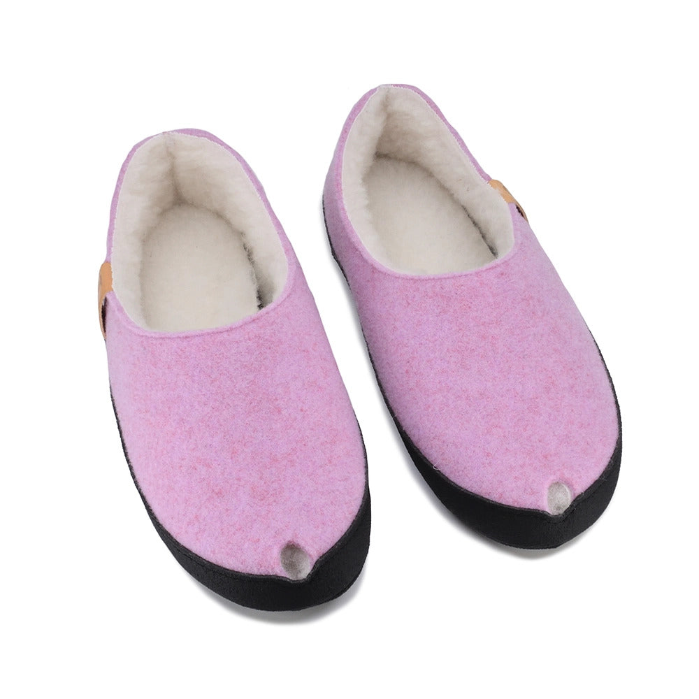 TOKU Budapest wool slippers in light pink, lambswool lined, insole with arch support, view 2 of 6