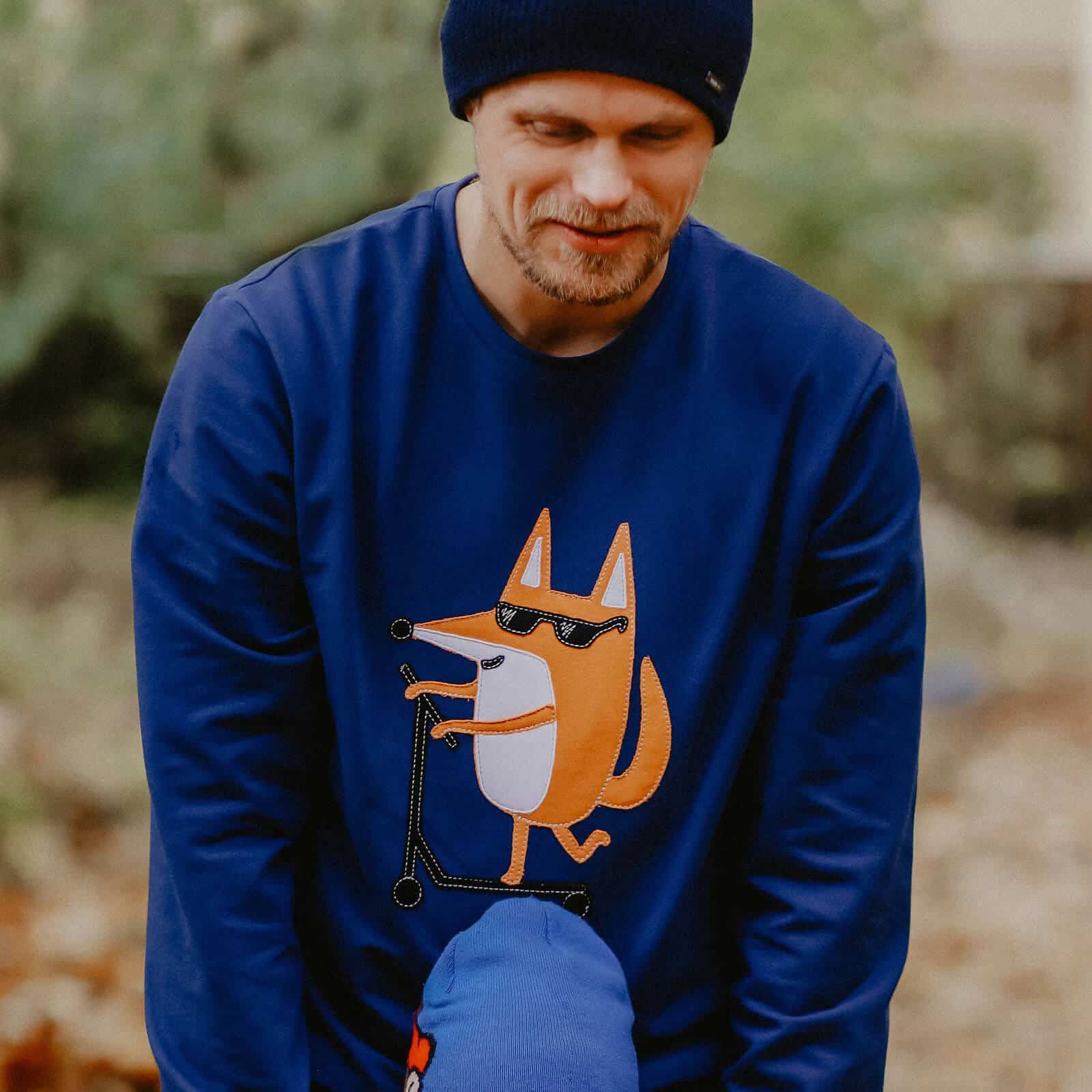 Cotton Sweatshirt For Men- Fox, Soft Combed Fabric - Snøluv