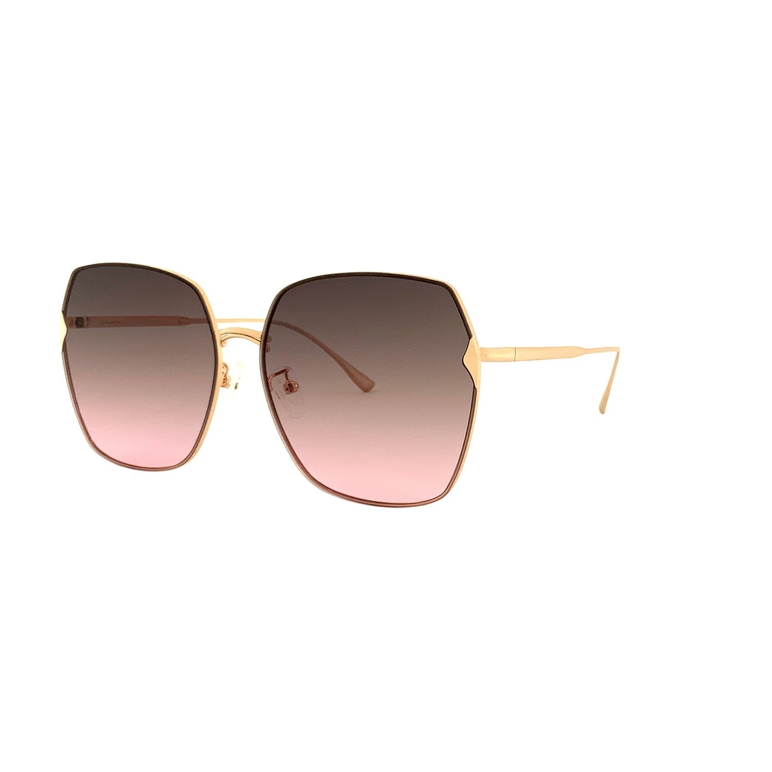 Hexagonal Sunglasses, Gold, Grey Pink Lens, image 2 of 4