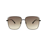 Oversized square sunglasses in black with brown gradient lenses, front view