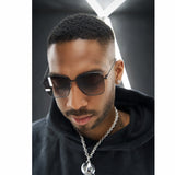 Oversized Square Sunglasses, Black Metal, image 5 of 5