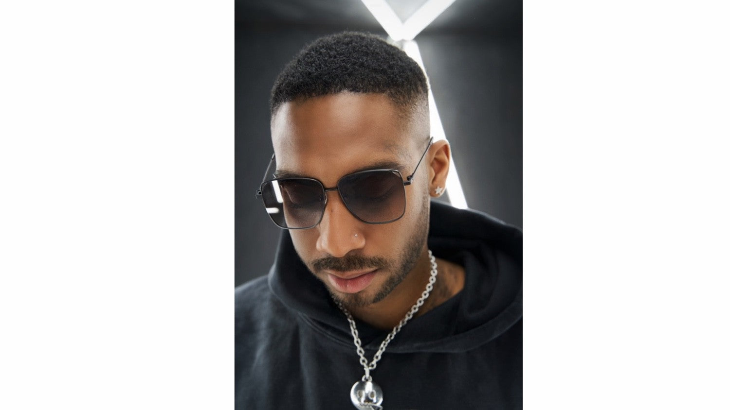 Oversized Square Sunglasses, Black Metal, image 5 of 5