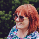 Rimless Square Sunglasses, Gold and Orange, image 5 of 5