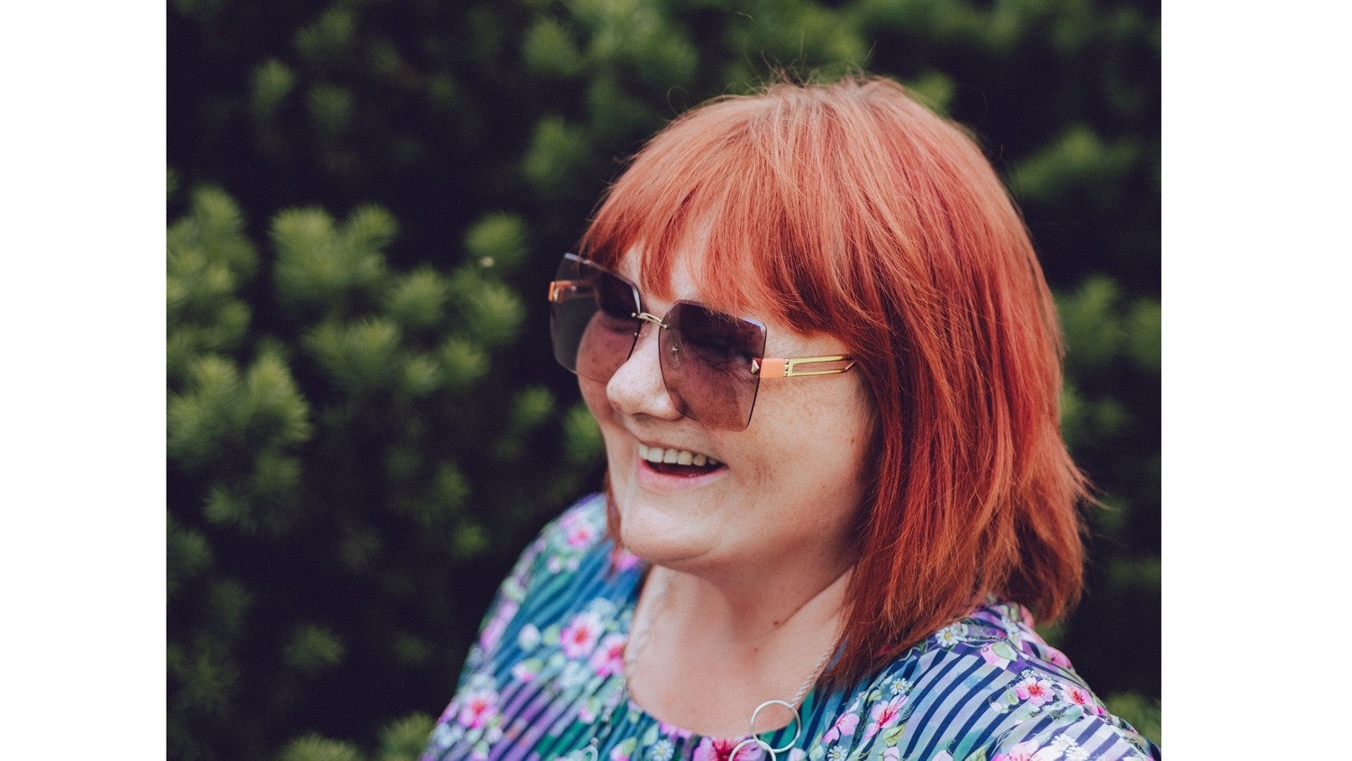 Rimless Square Sunglasses, Gold and Orange, image 5 of 5
