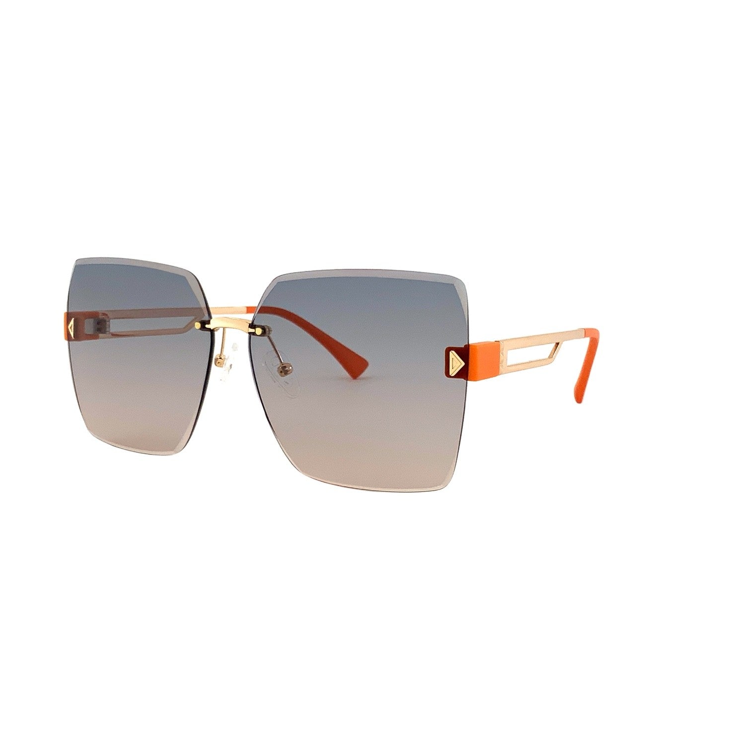 Rimless Square Sunglasses, Gold and Orange, image 2 of 5