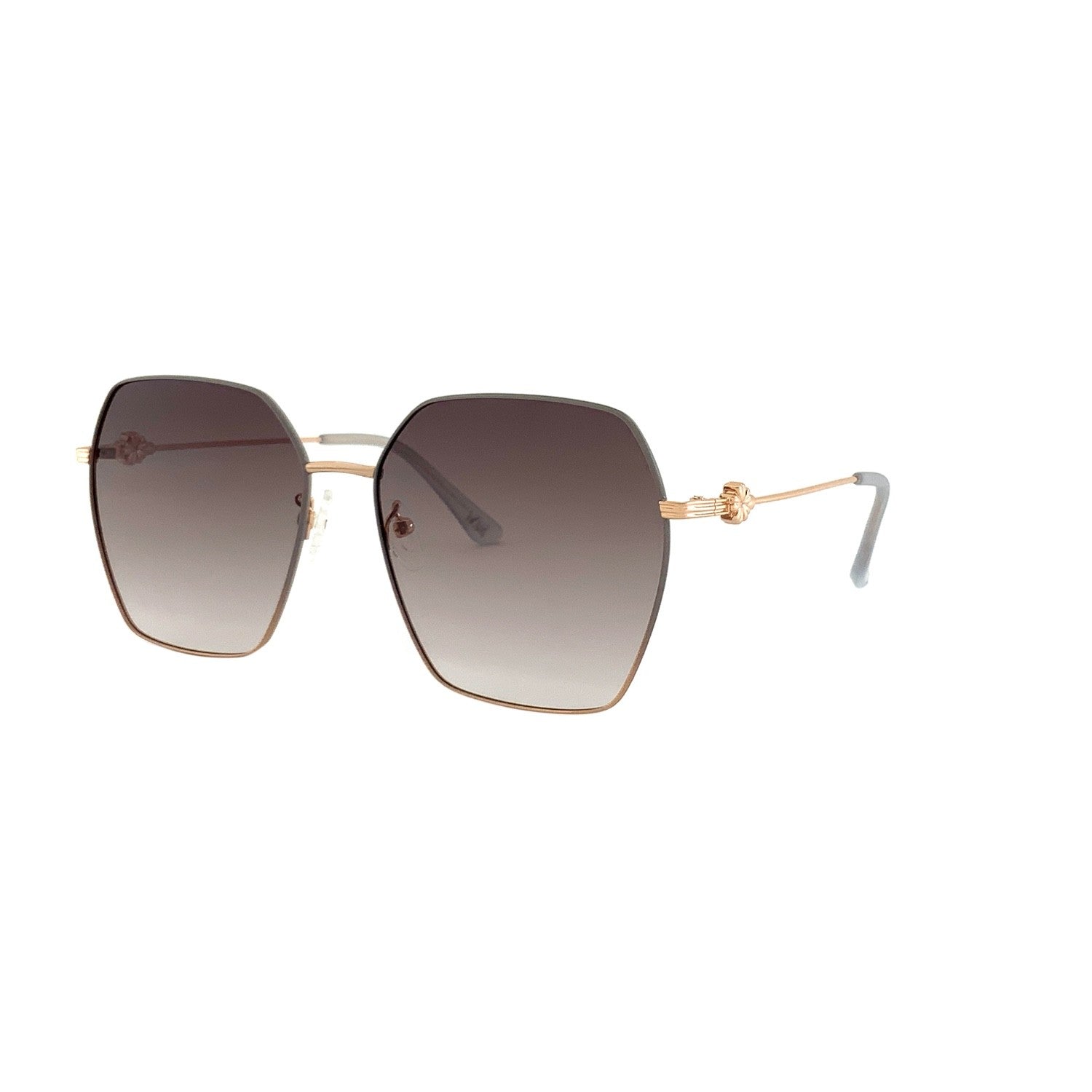 Hexagonal Sunglasses, Gold and Beige, image 2 of 4