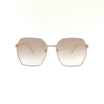 Hexagonal sunglasses in gold and white with light brown flash mirror lenses, front view