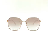 Hexagonal sunglasses in gold and white with light brown flash mirror lenses, front view