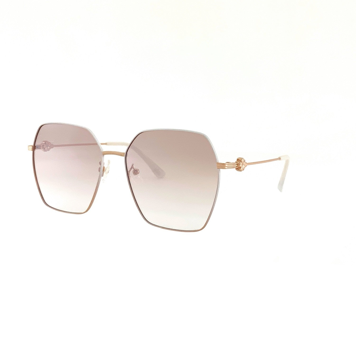 Hexagonal Sunglasses, Gold and White, image 2 of 4