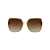 Oversized square sunglasses in cream with brown gradient lenses, front view