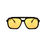 Navigator sunglasses in black with yellow lenses, front view
