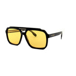Navigator Sunglasses, Black Acetate, Yellow Lens, image 3 of 5
