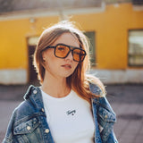 Navigator Sunglasses, Black Acetate, Yellow Lens, image 2 of 5