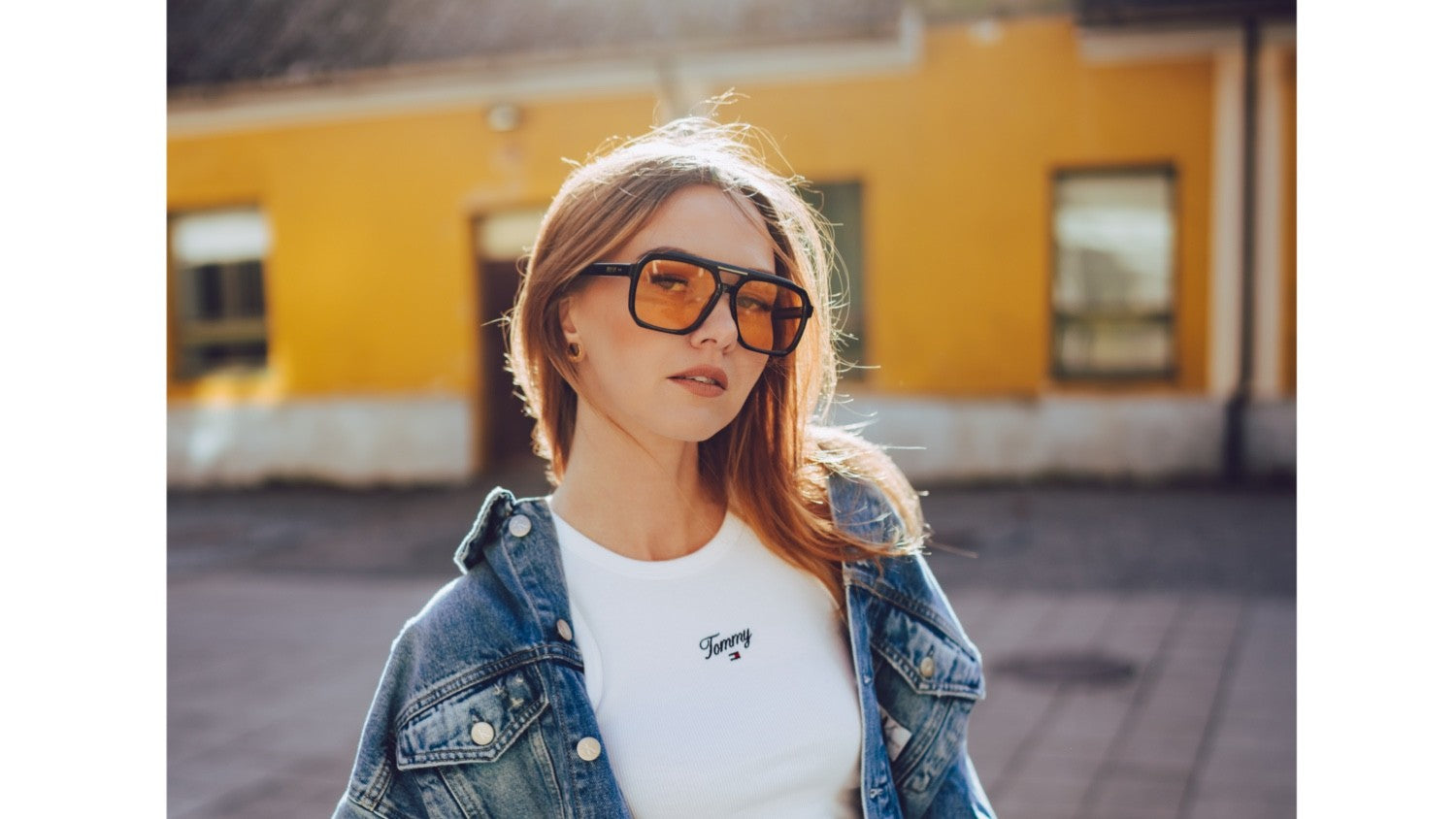 Navigator Sunglasses, Black Acetate, Yellow Lens, image 2 of 5