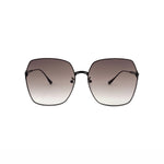 Octagonal sunglasses in black with grey brown gradient lenses, front view