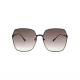 Octagonal sunglasses in black with grey brown gradient lenses, front view