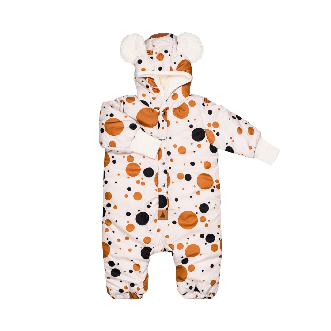 Winter Baby Jumpsuit, Black Orange Dots Warm Waterproof Suit - Snøluv